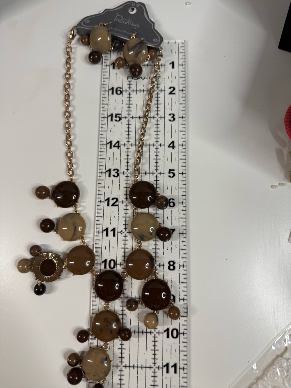 Statement Brown and Tan Bead Bib Necklace - Women fashion Jewelry - Picture 4 of 5
